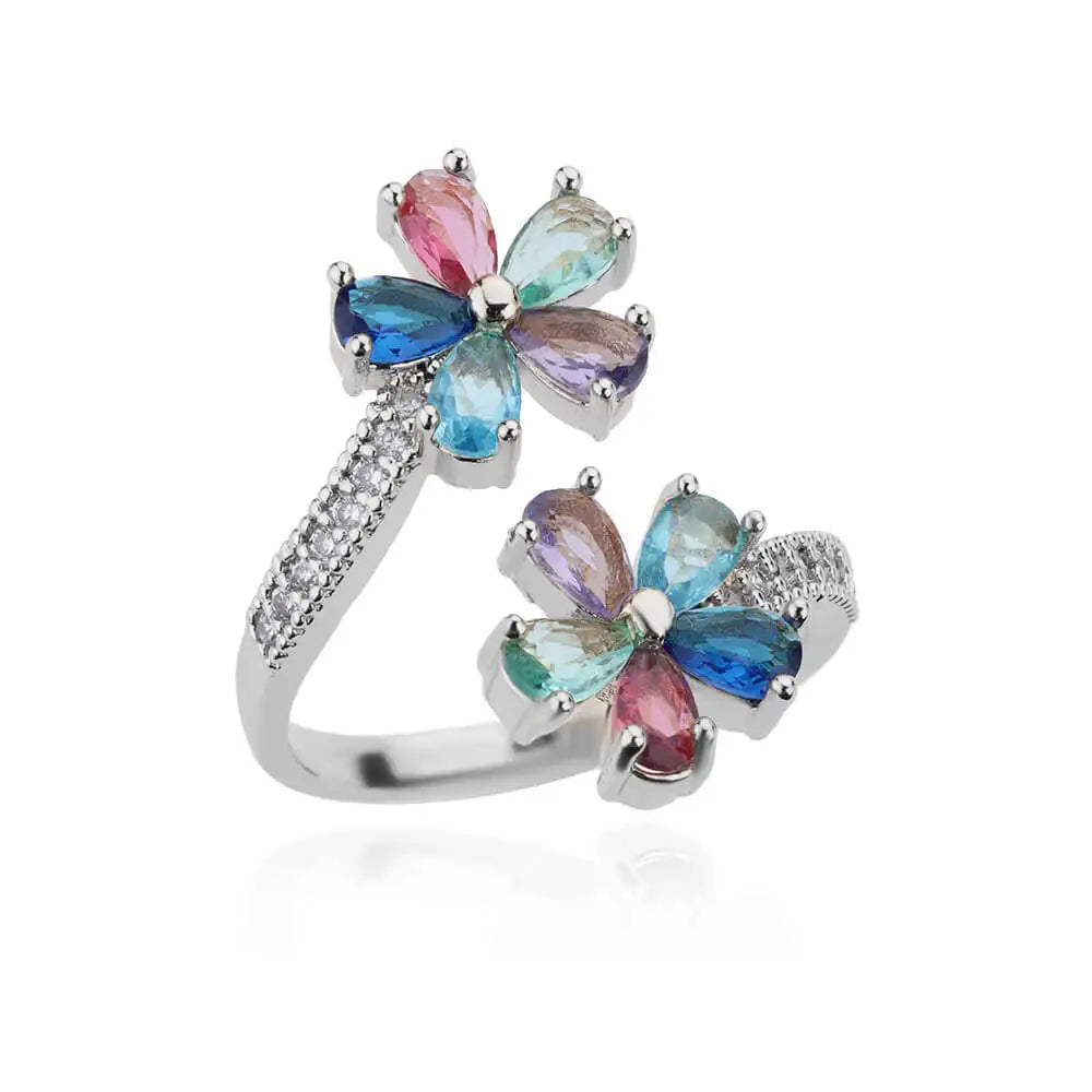 Flower Rainbow Crystal Ring