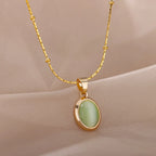 Oval Opal Pendant Necklace