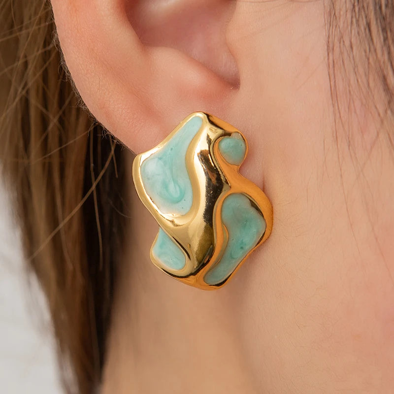 Abstract Enamel Earrings