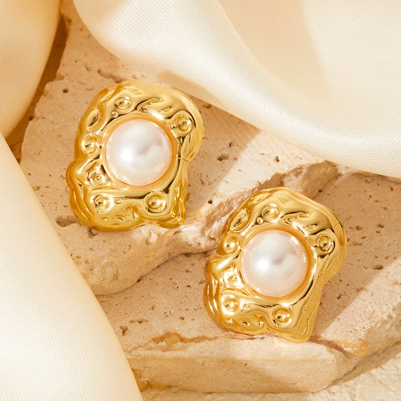 Baroque Stone Stud Earrings
