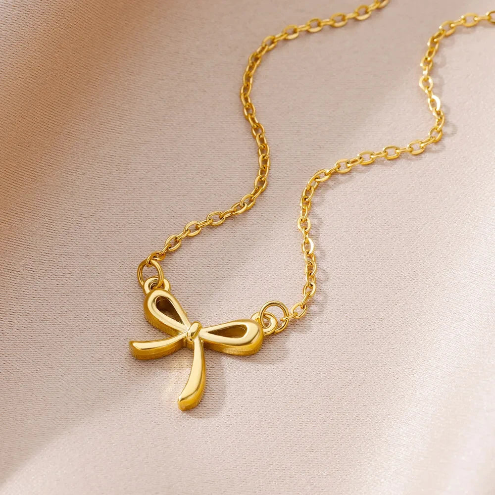 Petite Gold Bow Necklace