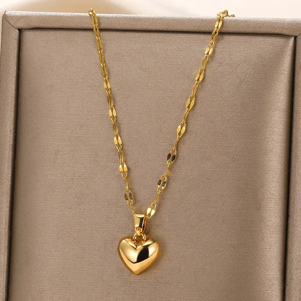 Puffy Heart Pendant Necklace