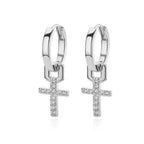 Crystal Cross Huggie Earrings