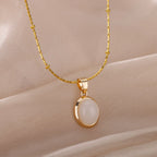Oval Opal Pendant Necklace