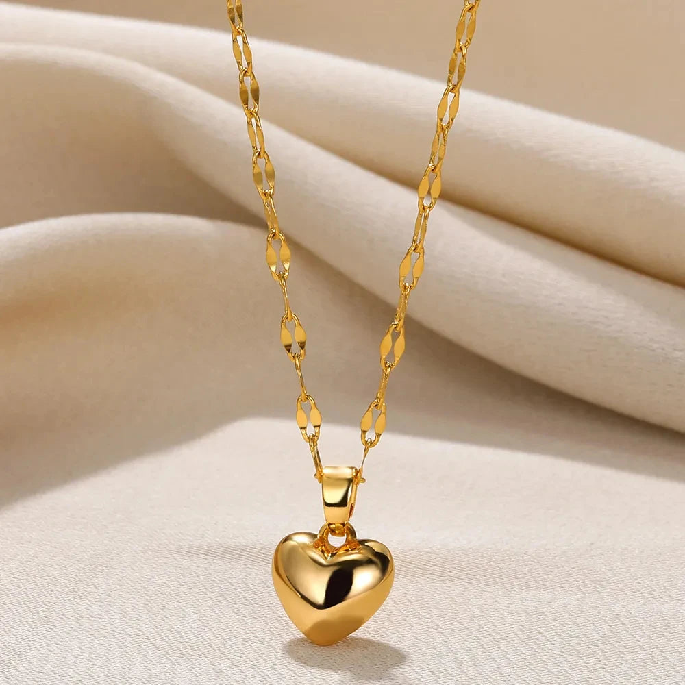 Puffy Heart Pendant Necklace