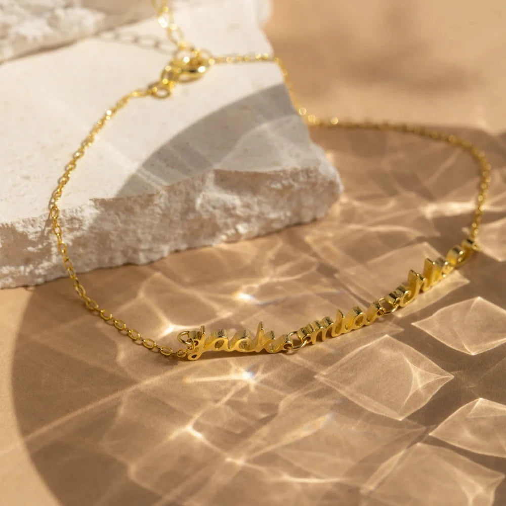 Minimalist Personalized Gold Script Bracelet