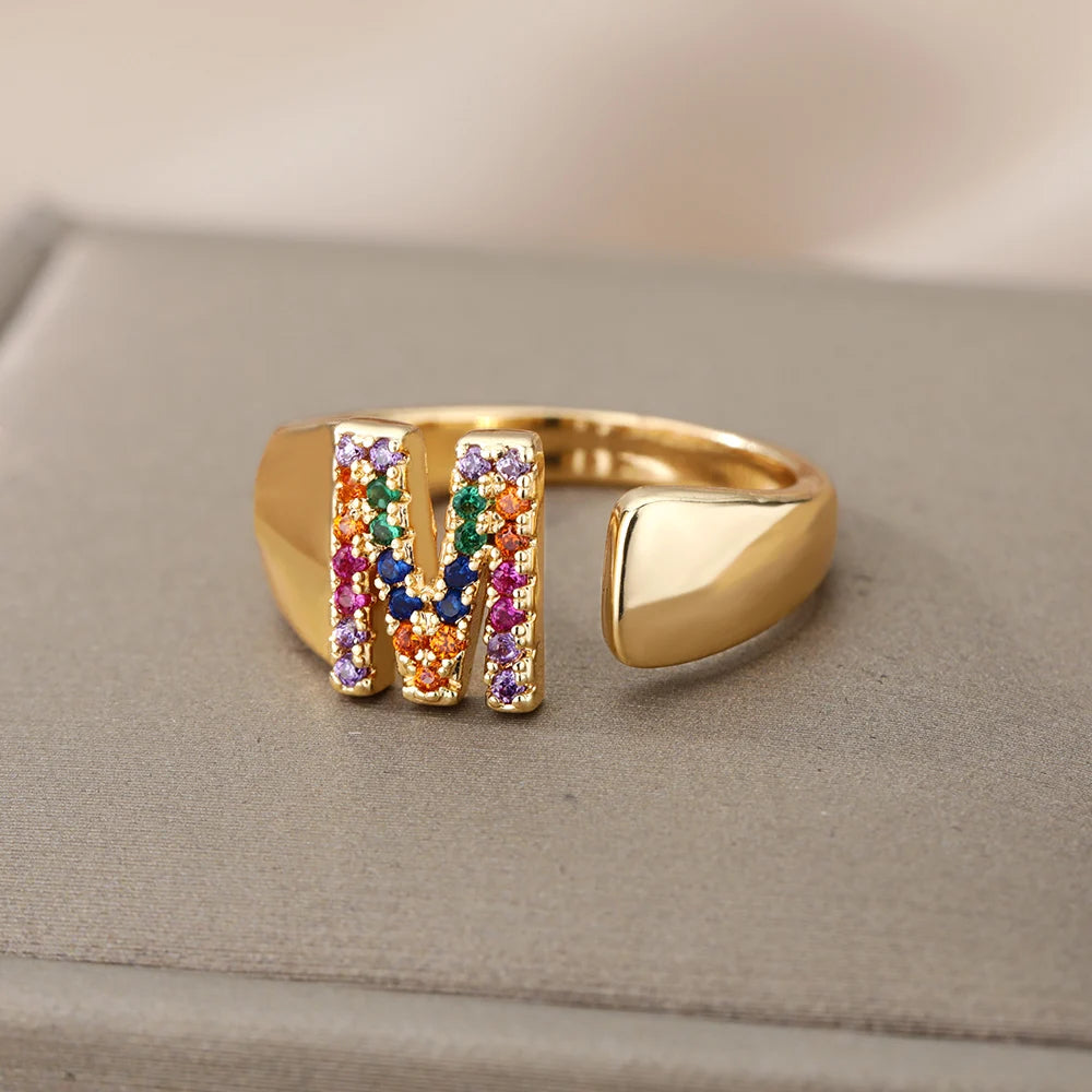 Personalized Rainbow Initial Ring