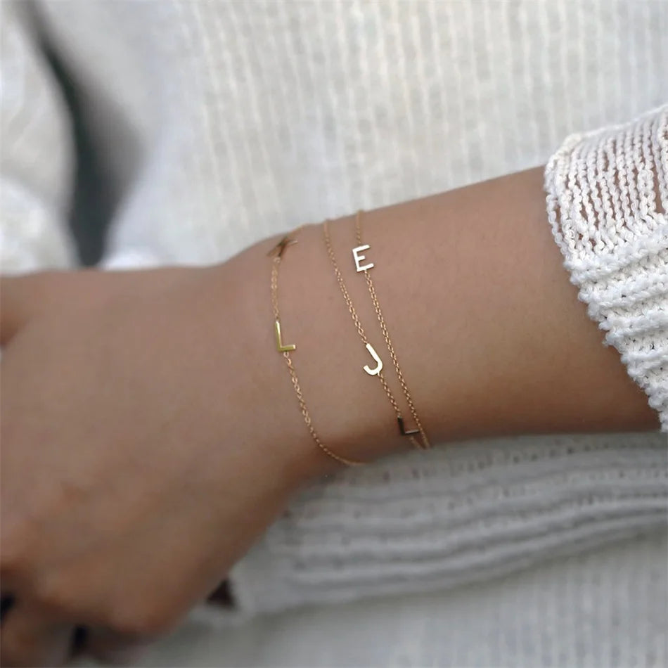 Personalized Stainless Steel Letter Bracelet