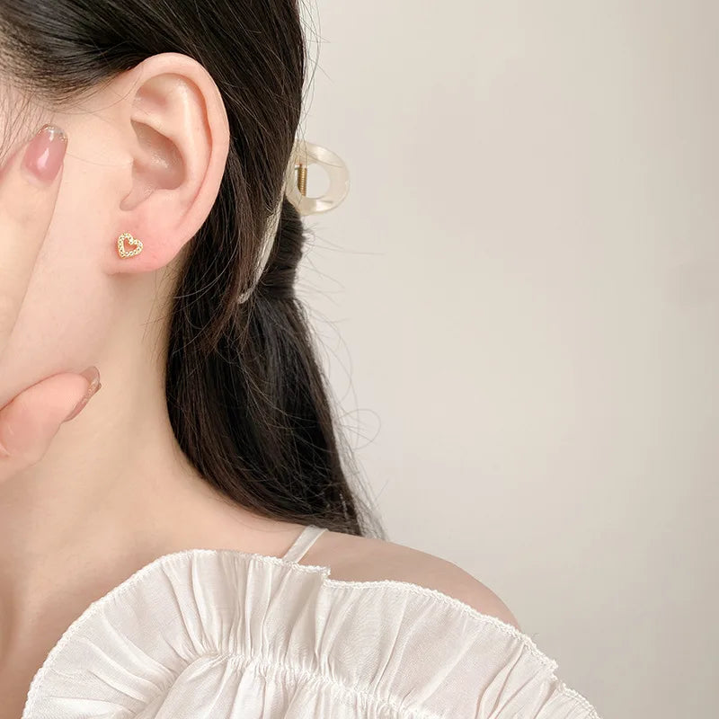 Crystal Stud Heart Earrings