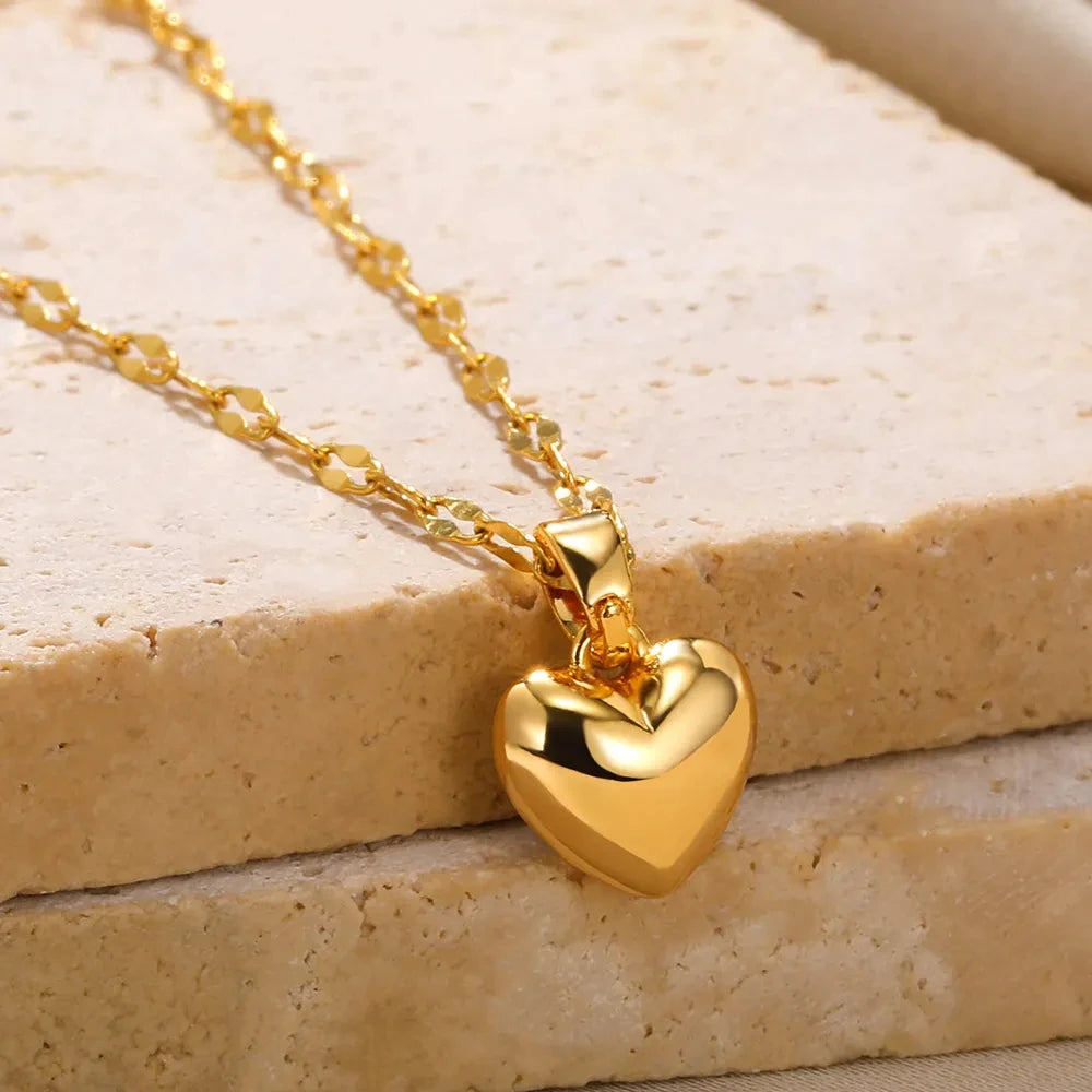 Puffy Heart Pendant Necklace