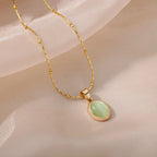 Oval Opal Pendant Necklace