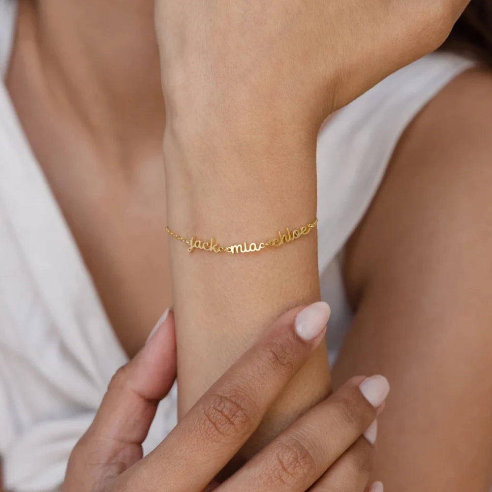 Minimalist Personalized Gold Script Bracelet