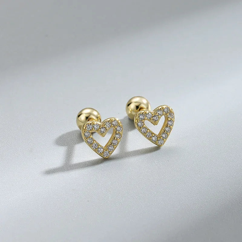 Crystal Stud Heart Earrings
