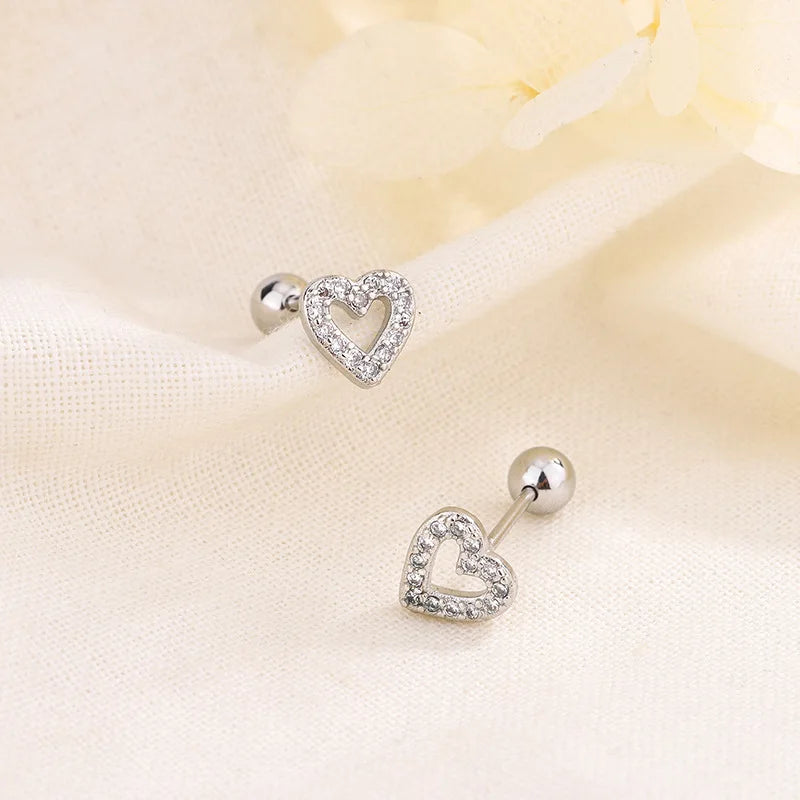 Crystal Stud Heart Earrings