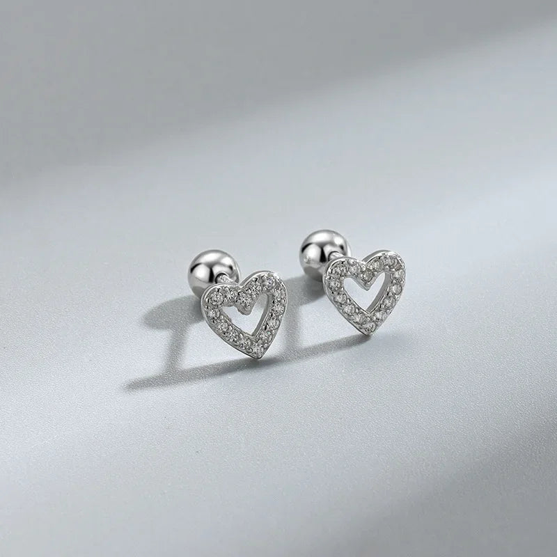 Crystal Stud Heart Earrings