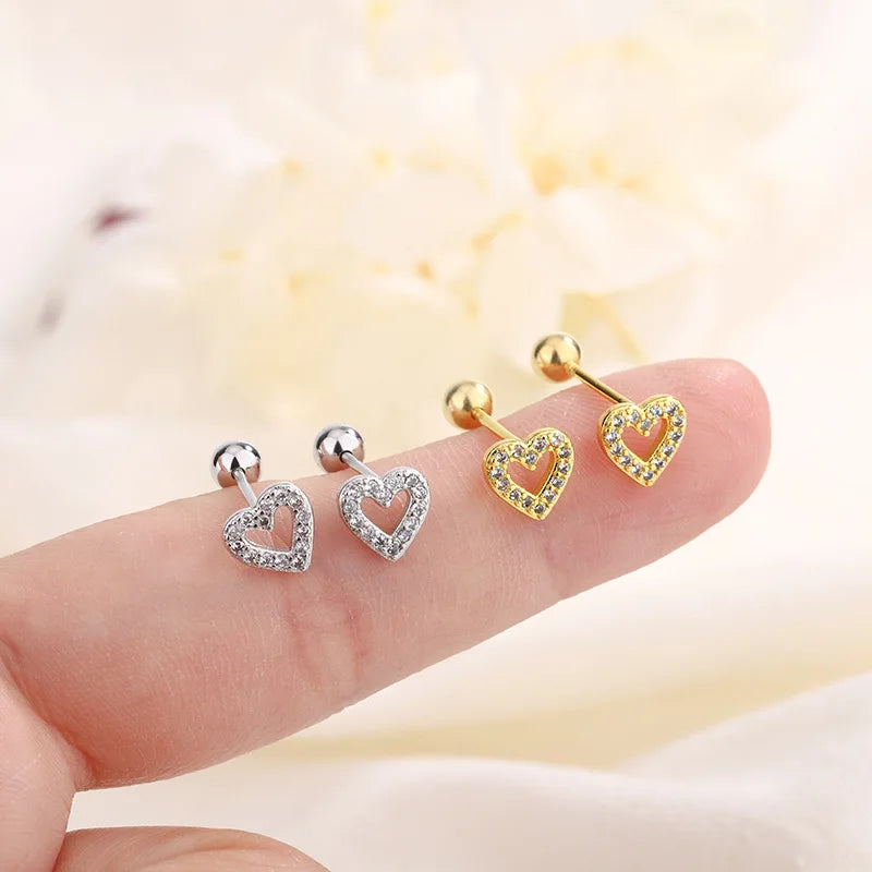 Crystal Stud Heart Earrings
