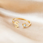 Custom Initial Ring with Birthstone