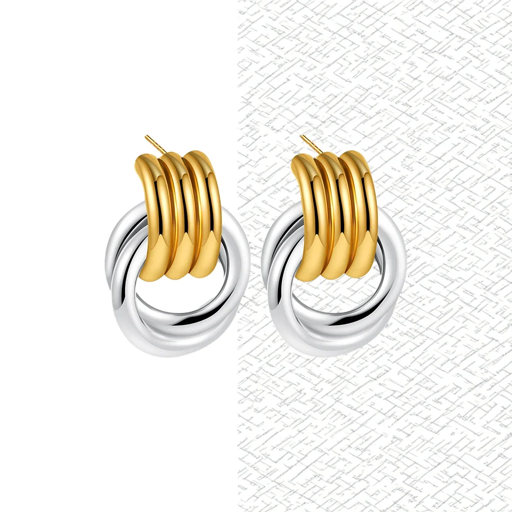 Two-Tone Interlocked Earrings