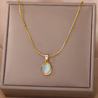 Oval Opal Pendant Necklace