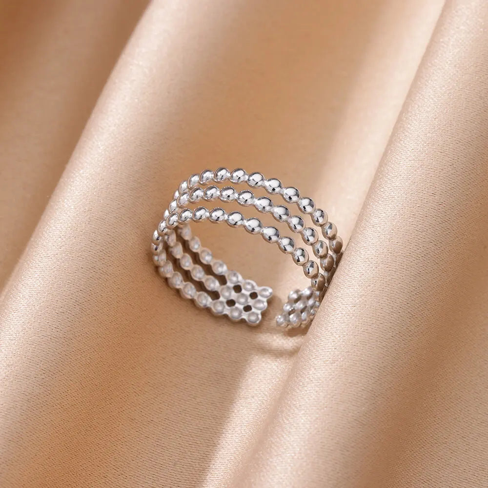 Triple Beaded Spiral Ring