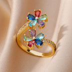 Flower Rainbow Crystal Ring
