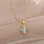 Oval Opal Pendant Necklace
