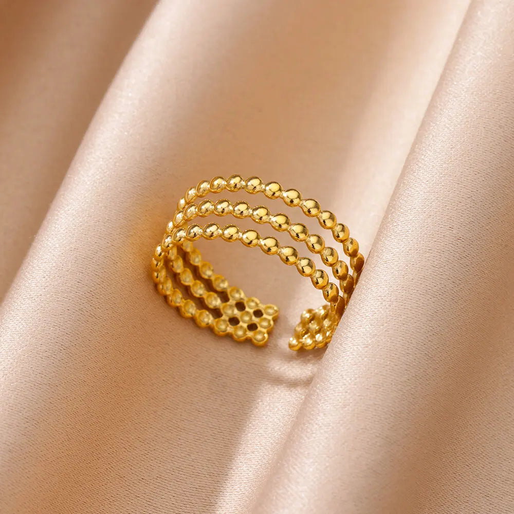 Triple Beaded Spiral Ring