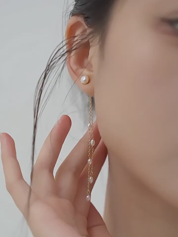 Pearl Chain Drop Earrings