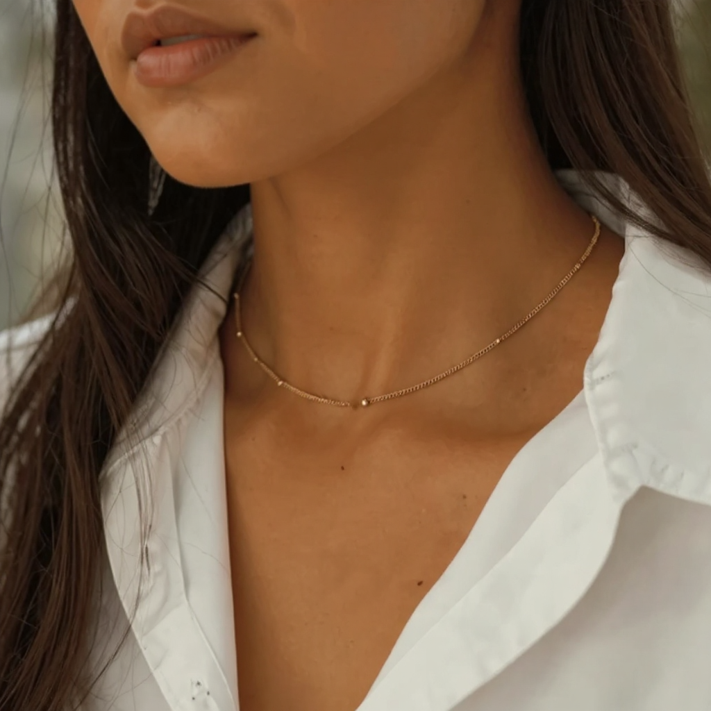 Collar delicado de cadena de cuentas