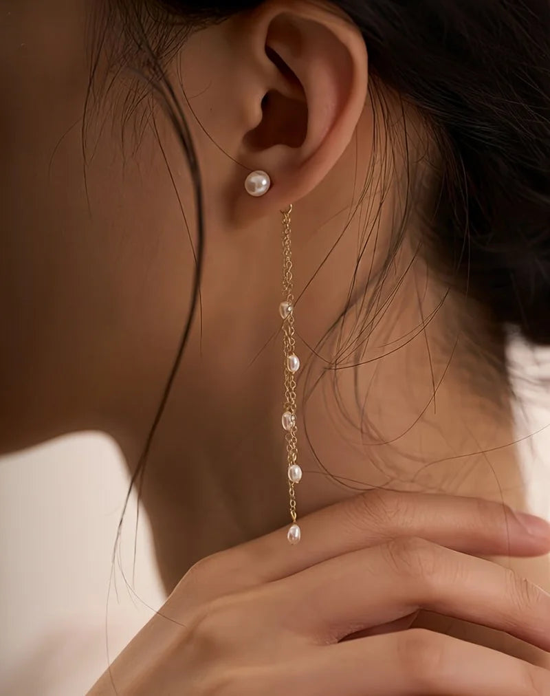 Pearl Chain Drop Earrings