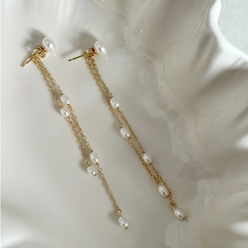 Pearl Chain Drop Earrings