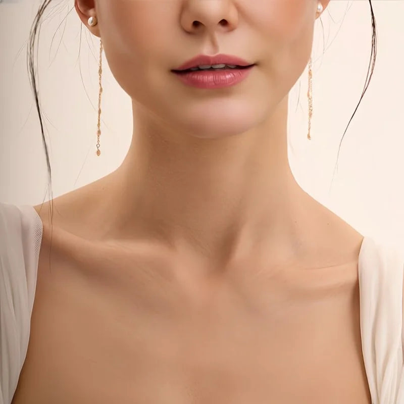 Pearl Chain Drop Earrings