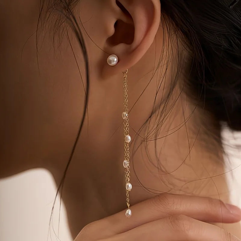 Pearl Chain Drop Earrings