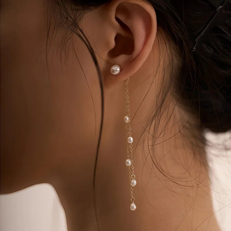 Pearl Chain Drop Earrings
